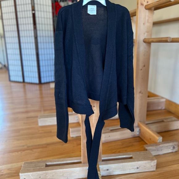 Black Open-Front Cardigan Sweater - Picture 1 of 4